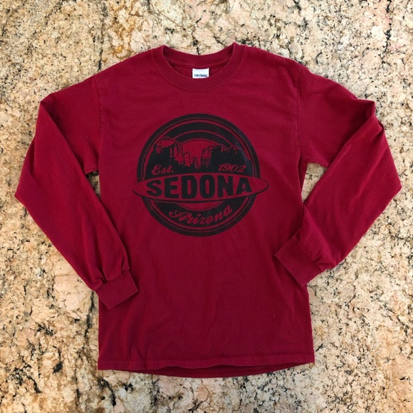 Gildan Tops - SEDONA, AZ Logo Long Sleeve Dark Red T-Shirt Excellent Condition